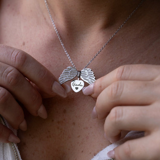Guardian Angel™ personalized engraved angel wing necklace