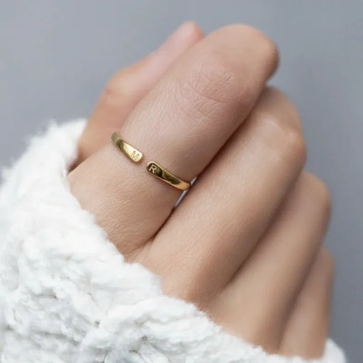 Twin Initials™ personalized adjustable initials ring