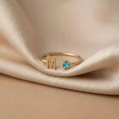 Precious™ personalized initial ring with birthstone