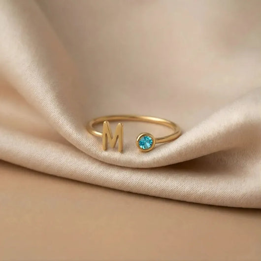 Precious™ personalized initial ring with birthstone