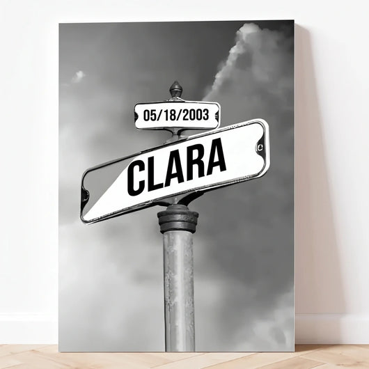 Crossed Paths™ personalized family name signpost canvas