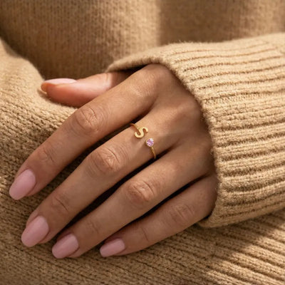 Precious™ personalized initial ring with birthstone