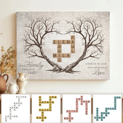 Tree of Names™ personalized family tree name crossword canvas