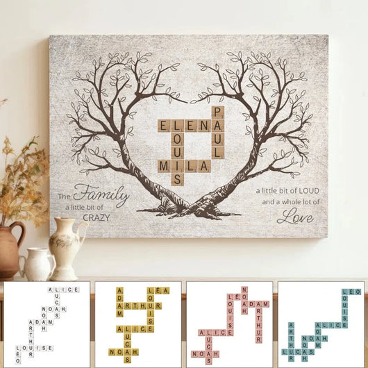 Tree of Names™ personalized family tree name crossword canvas