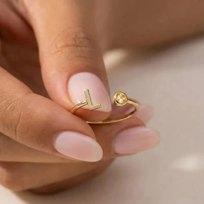 Precious™ personalized initial ring with birthstone