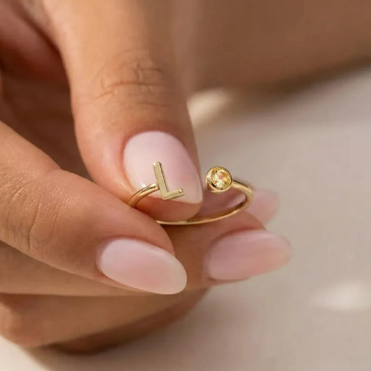 Precious™ personalized initial ring with birthstone