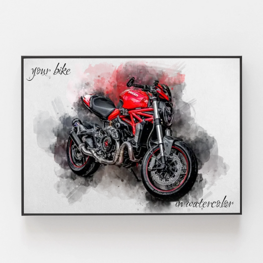 RideArt™ personalized watercolor motorcycle portrait