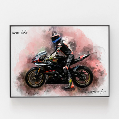 RideArt™ personalized watercolor motorcycle portrait