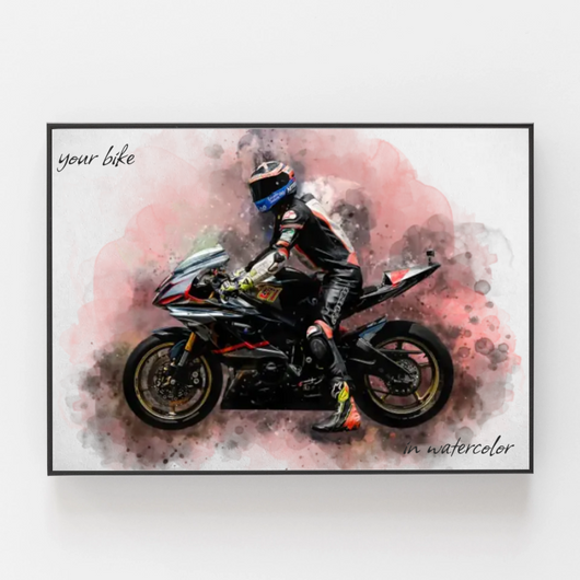 RideArt™ personalized watercolor motorcycle portrait