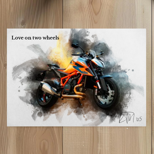 RideArt™ personalized watercolor motorcycle portrait