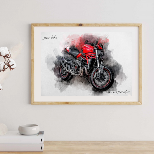 RideArt™ personalized watercolor motorcycle portrait