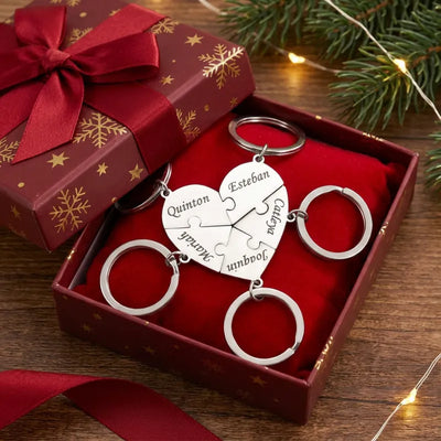 Family Ties™ – Personalized Heart Puzzle Keychain Set
