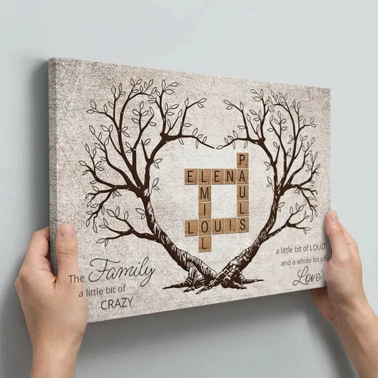 Tree of Names™ personalized family tree name crossword canvas