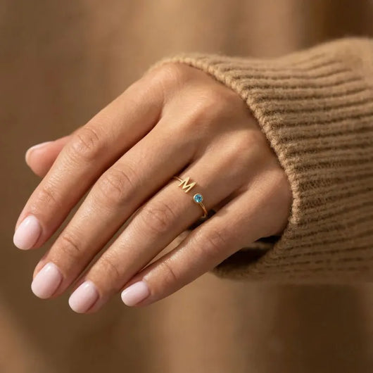 Precious™ personalized initial ring with birthstone