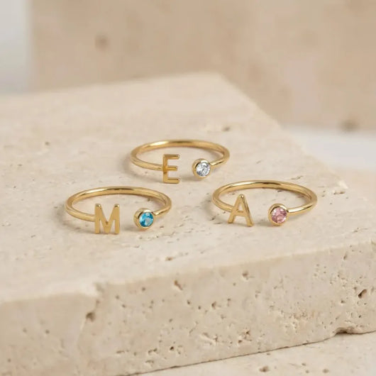 Precious™ personalized initial ring with birthstone