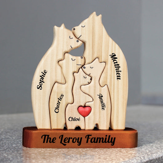 Bear Family™ personalized wooden bear family puzzle with names
