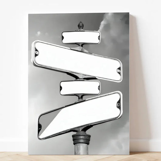 Crossed Paths™ personalized family name signpost canvas