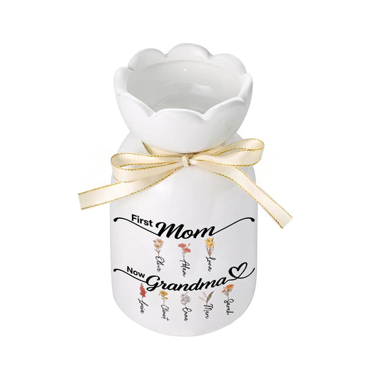 Blooming Names™ personalized ceramic family vase with names