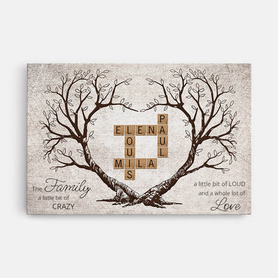 Tree of Names™ personalized family tree name crossword canvas