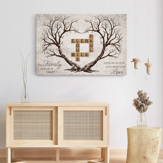 Tree of Names™ personalized family tree name crossword canvas