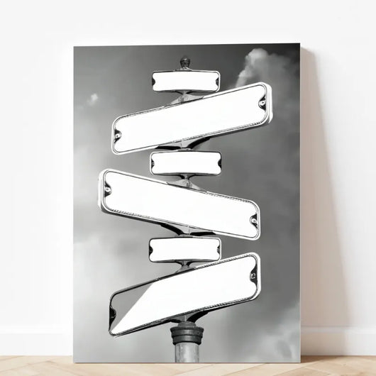 Crossed Paths™ personalized family name signpost canvas