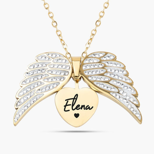 Guardian Angel™ personalized engraved angel wing necklace