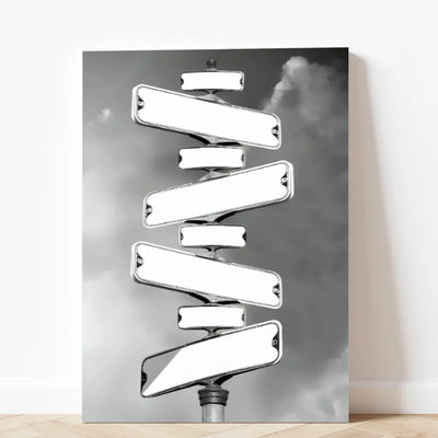 Crossed Paths™ personalized family name signpost canvas