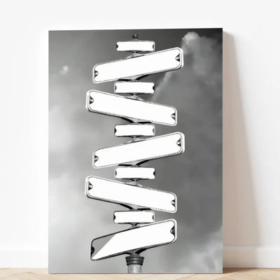 Crossed Paths™ personalized family name signpost canvas