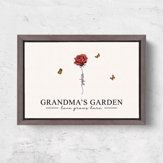 Grandma's Garden™ personalized birth flower canvas with grandkids' names
