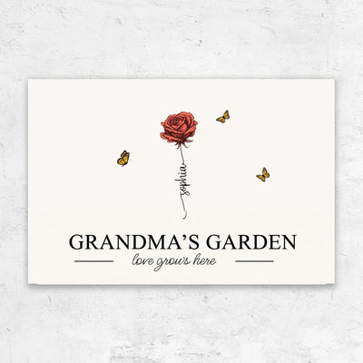 Grandma's Garden™ personalized birth flower canvas with grandkids' names