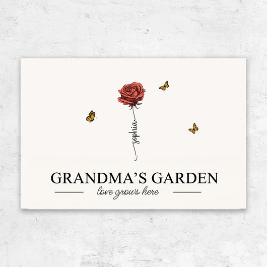 Grandma's Garden™ personalized birth flower canvas with grandkids' names