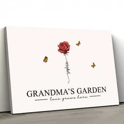 Grandma's Garden™ personalized birth flower canvas with grandkids' names