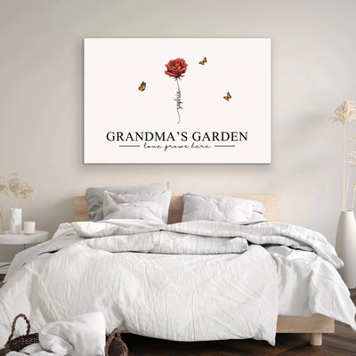 Grandma's Garden™ personalized birth flower canvas with grandkids' names