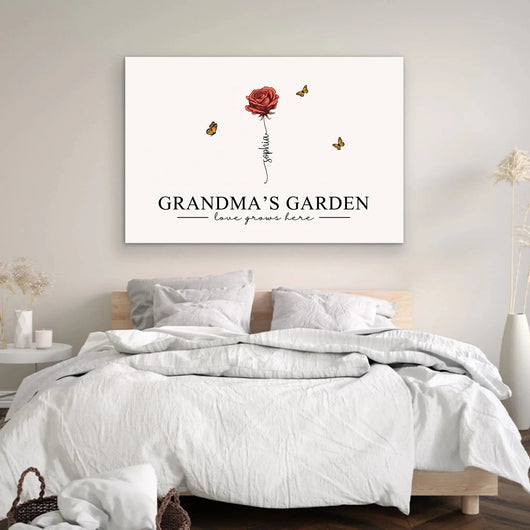 Grandma's Garden™ personalized birth flower canvas with grandkids' names