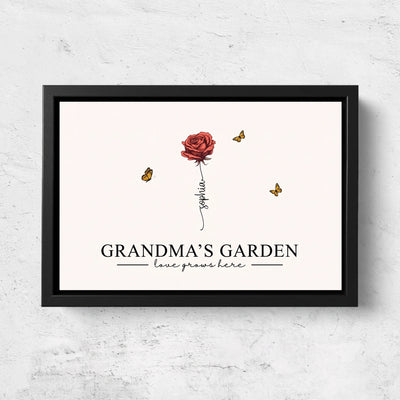 Grandma's Garden™ personalized birth flower canvas with grandkids' names