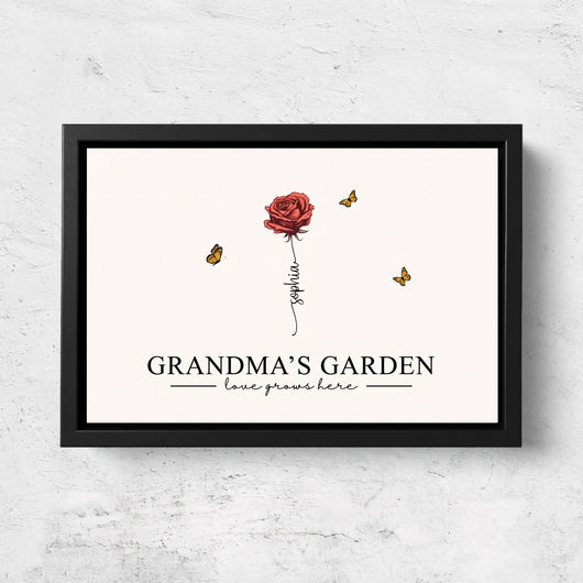 Grandma's Garden™ personalized birth flower canvas with grandkids' names