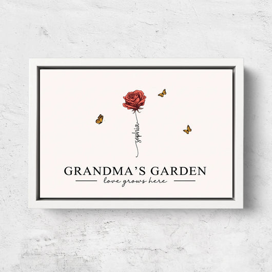 Grandma's Garden™ personalized birth flower canvas with grandkids' names