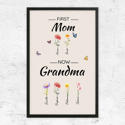 Family Blooms™ personalized First Mom, Now Grandma flower canvas