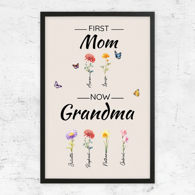 Family Blooms™ personalized First Mom, Now Grandma flower canvas