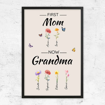 Family Blooms™ personalized First Mom, Now Grandma flower canvas
