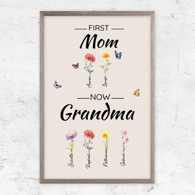 Family Blooms™ personalized First Mom, Now Grandma flower canvas