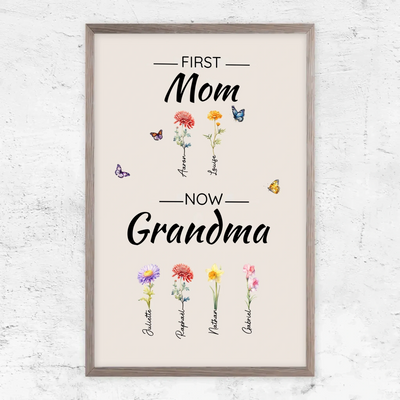 Family Blooms™ personalized First Mom, Now Grandma flower canvas
