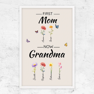 Family Blooms™ personalized First Mom, Now Grandma flower canvas