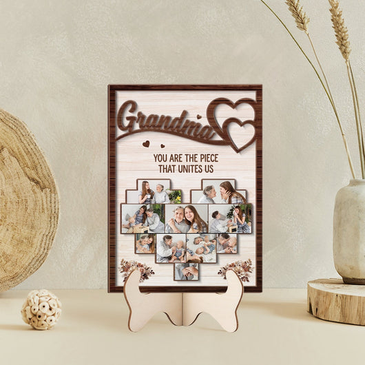 Family Heart™ personalized wooden photo frame