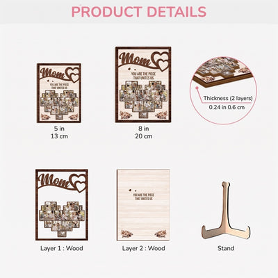 Family Heart™ personalized wooden photo frame