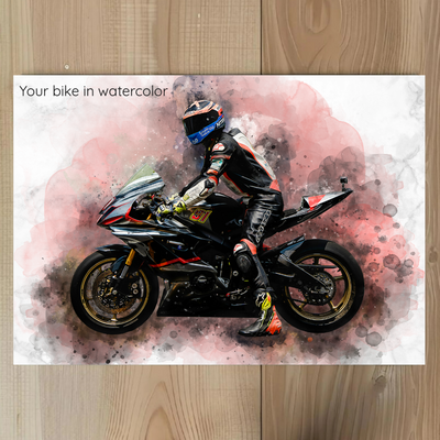 RideArt™ personalized watercolor motorcycle portrait