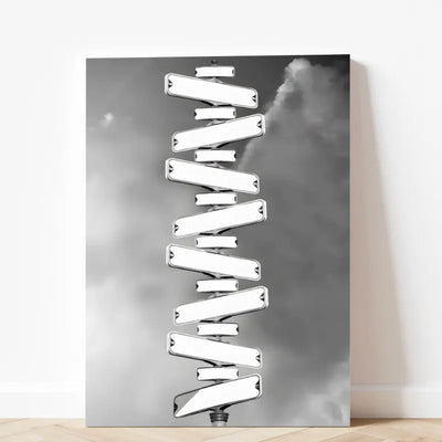 Crossed Paths™ personalized family name signpost canvas