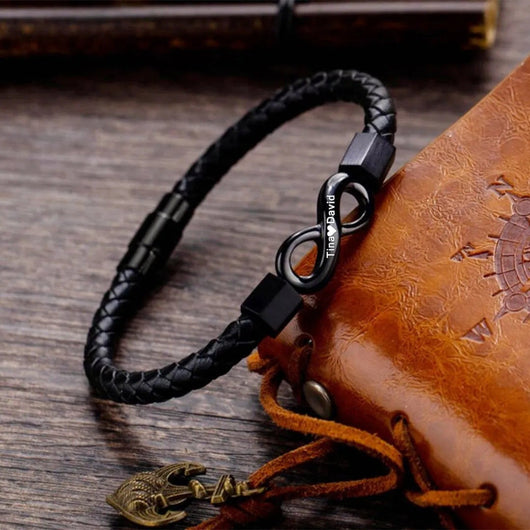 Forever Us™ – Personalized Leather Infinity Bracelet