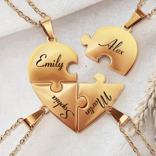 Pieces of Us™ – Personalized Family Puzzle Necklace Set