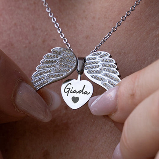 Guardian Angel™ personalized engraved angel wing necklace